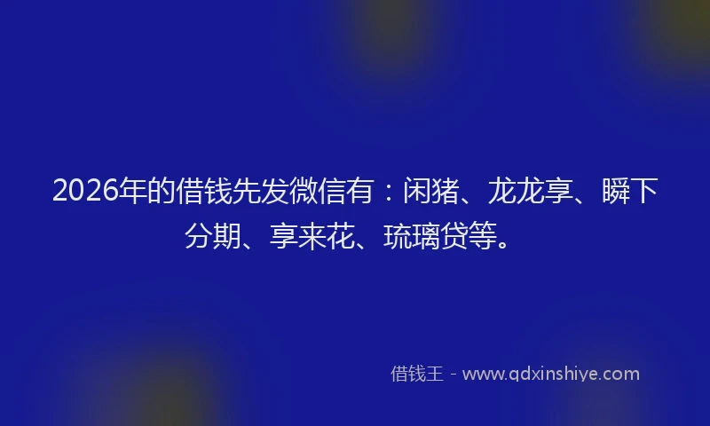 2026年的借钱先发微信有：闲猪、龙龙享、瞬下分期、享来花、琉璃贷等。