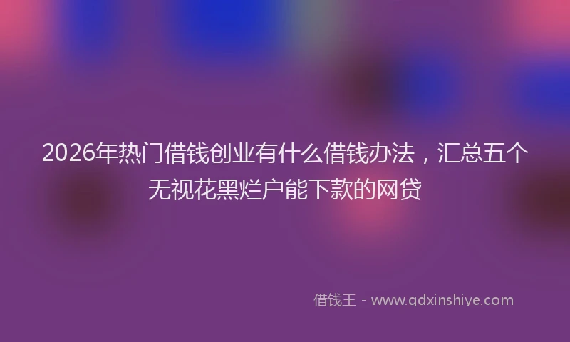2026年热门借钱创业有什么借钱办法，汇总五个无视花黑烂户能下款的网贷