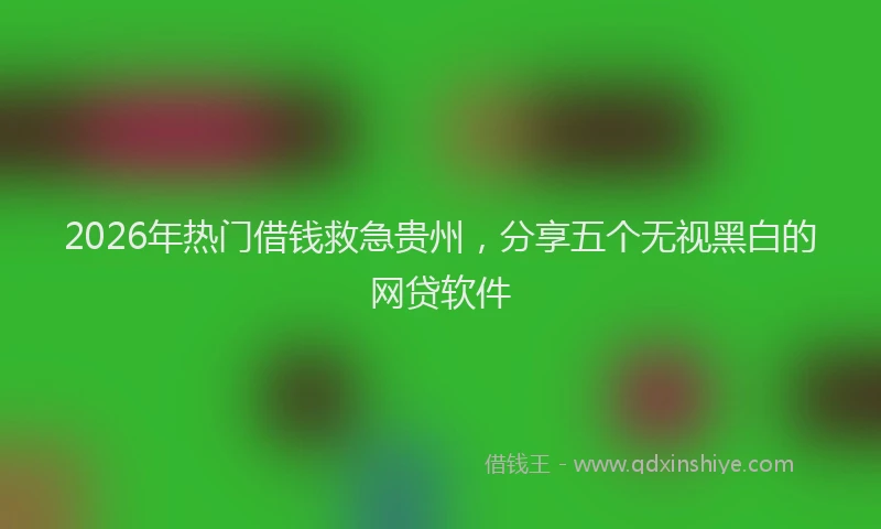 2026年热门借钱救急贵州，分享五个无视黑白的网贷软件