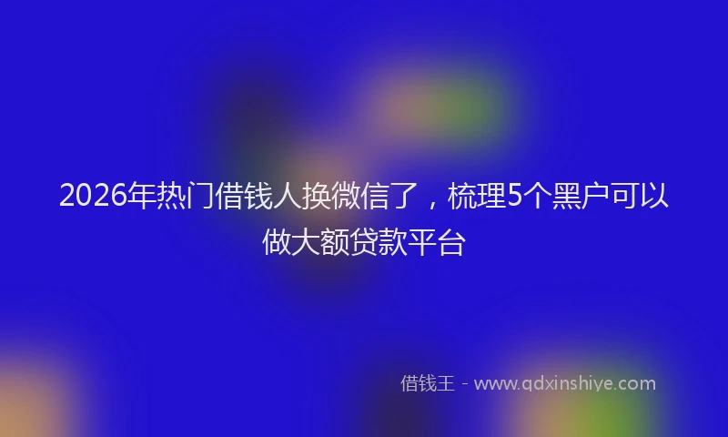 2026年热门借钱人换微信了，梳理5个黑户可以做大额贷款平台