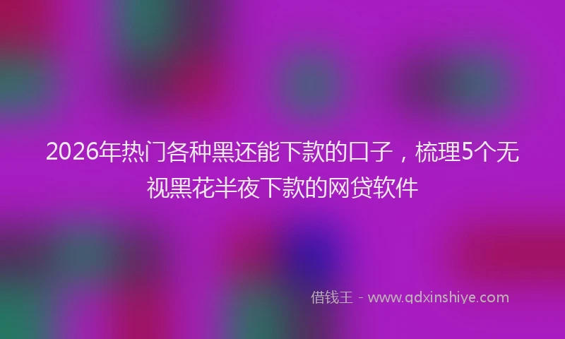 2026年热门各种黑还能下款的口子，梳理5个无视黑花半夜下款的网贷软件