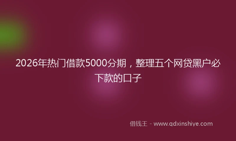2026年热门借款5000分期，整理五个网贷黑户必下款的口子