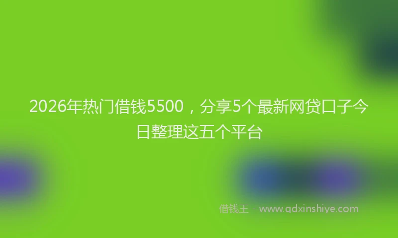 2026年热门借钱5500，分享5个最新网贷口子今日整理这五个平台