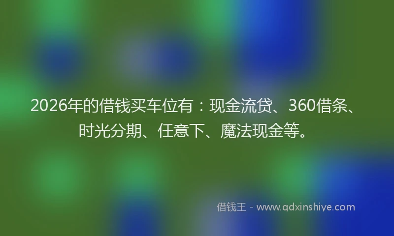 2026年的借钱买车位有：现金流贷、360借条、时光分期、任意下、魔法现金等。