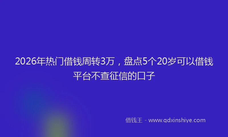 2026年热门借钱周转3万，盘点5个20岁可以借钱平台不查征信的口子