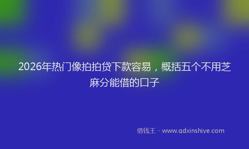 2026年热门像拍拍贷下款容易，概括五个不用芝麻分能借的口子