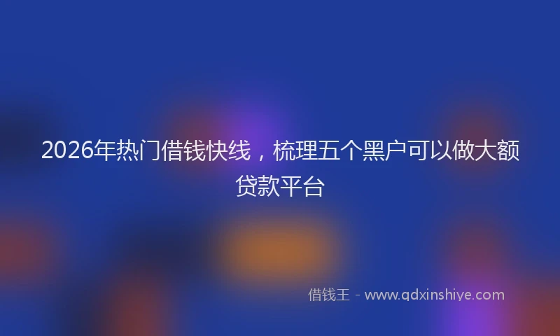 2026年热门借钱快线，梳理五个黑户可以做大额贷款平台
