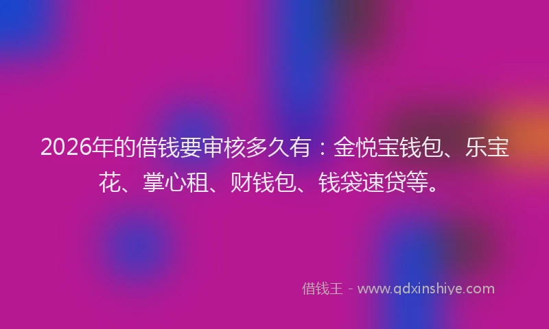 2026年的借钱要审核多久有：金悦宝钱包、乐宝花、掌心租、财钱包、钱袋速贷等。