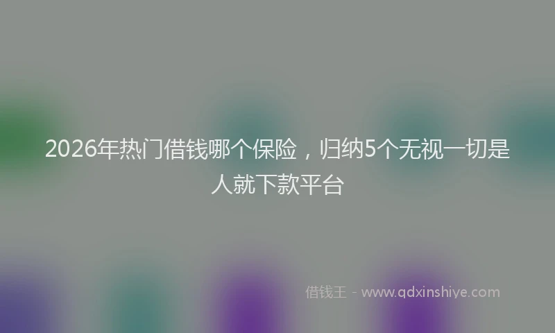 2026年热门借钱哪个保险，归纳5个无视一切是人就下款平台