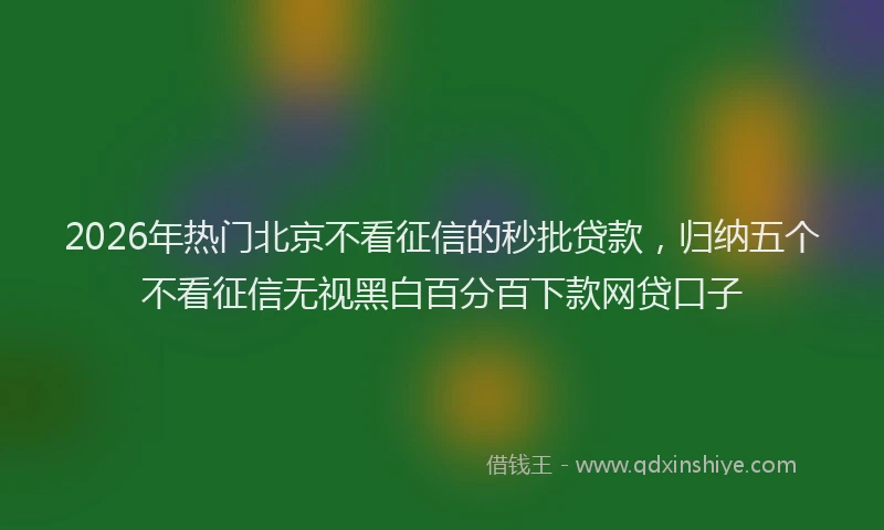 2026年热门北京不看征信的秒批贷款，归纳五个不看征信无视黑白百分百下款网贷口子