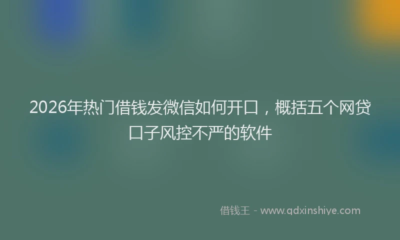 2026年热门借钱发微信如何开口，概括五个网贷口子风控不严的软件