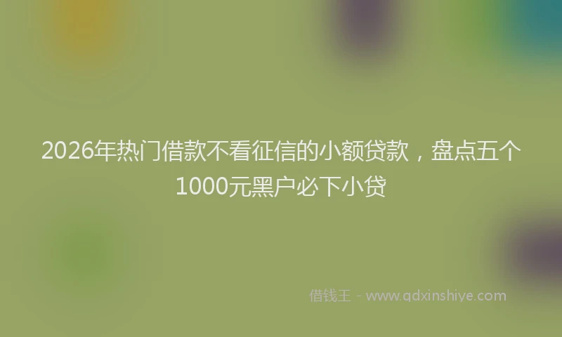 2026年热门借款不看征信的小额贷款，盘点五个1000元黑户必下小贷