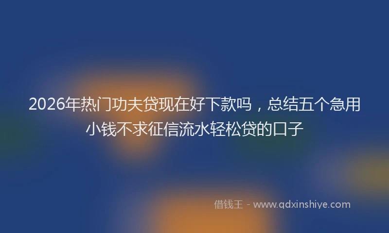 2026年热门功夫贷现在好下款吗，总结五个急用小钱不求征信流水轻松贷的口子