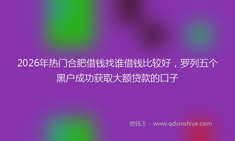 2026年热门合肥借钱找谁借钱比较好，罗列五个黑户成功获取大额贷款的口子