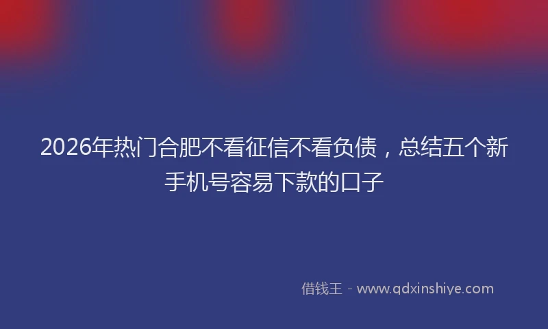 2026年热门合肥不看征信不看负债，总结五个新手机号容易下款的口子