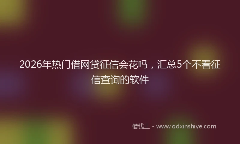 2026年热门借网贷征信会花吗，汇总5个不看征信查询的软件