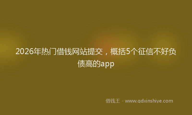 2026年热门借钱网站提交，概括5个征信不好负债高的app