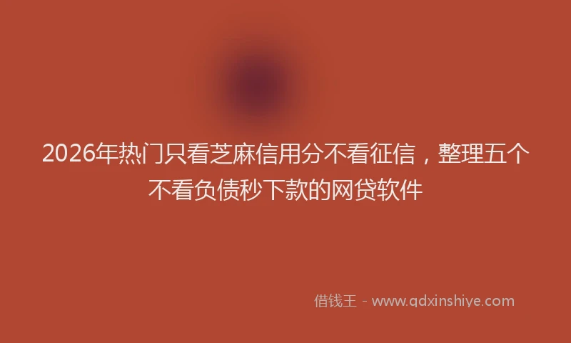 2026年热门只看芝麻信用分不看征信，整理五个不看负债秒下款的网贷软件