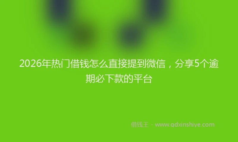 2026年热门借钱怎么直接提到微信，分享5个逾期必下款的平台