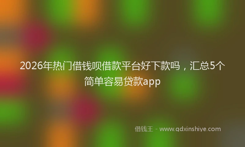 2026年热门借钱呗借款平台好下款吗，汇总5个简单容易贷款app