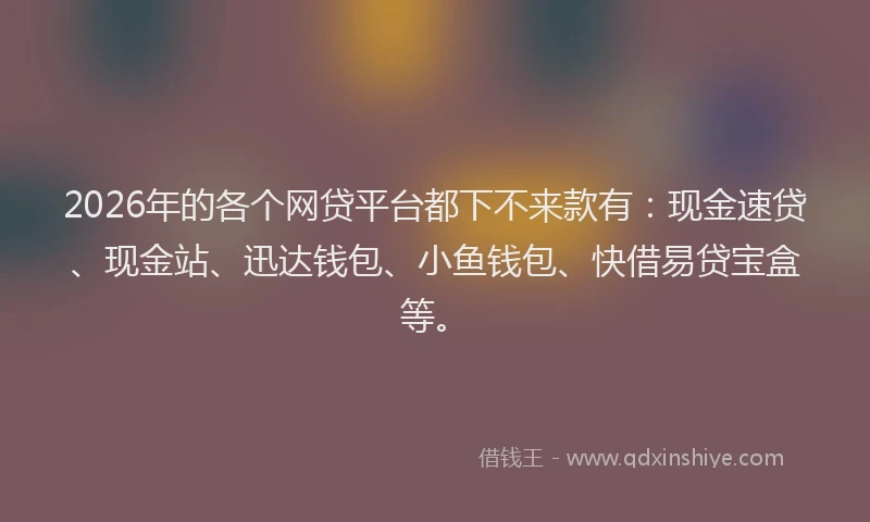 2026年的各个网贷平台都下不来款有：现金速贷、现金站、迅达钱包、小鱼钱包、快借易贷宝盒等。
