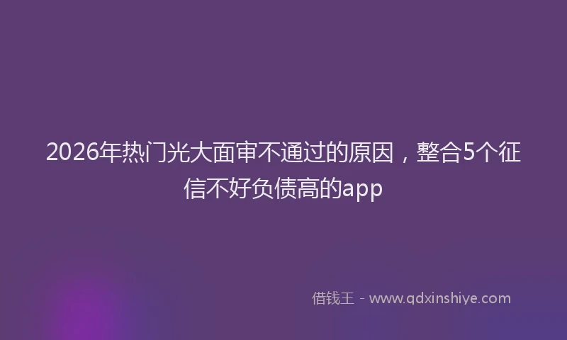 2026年热门光大面审不通过的原因，整合5个征信不好负债高的app