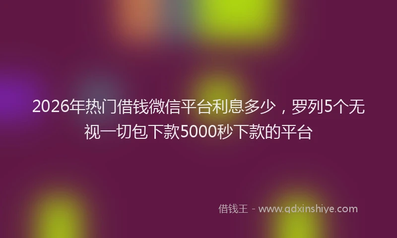 2026年热门借钱微信平台利息多少，罗列5个无视一切包下款5000秒下款的平台