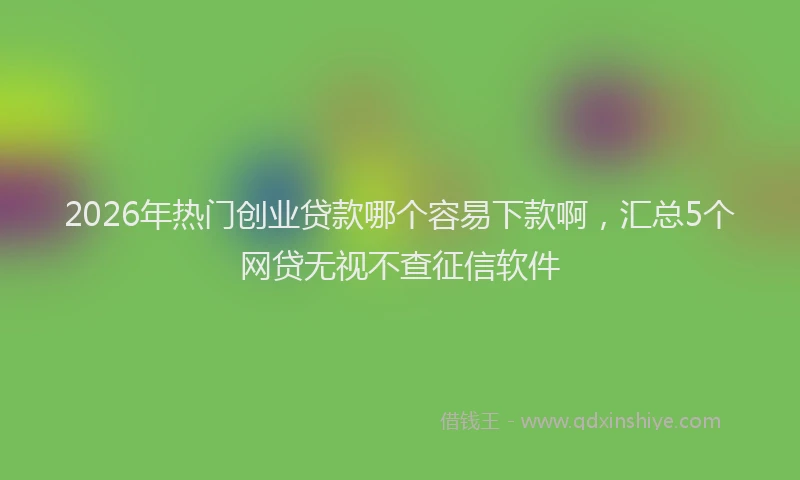 2026年热门创业贷款哪个容易下款啊，汇总5个网贷无视不查征信软件