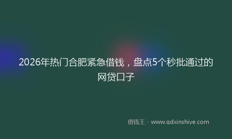 2026年热门合肥紧急借钱，盘点5个秒批通过的网贷口子