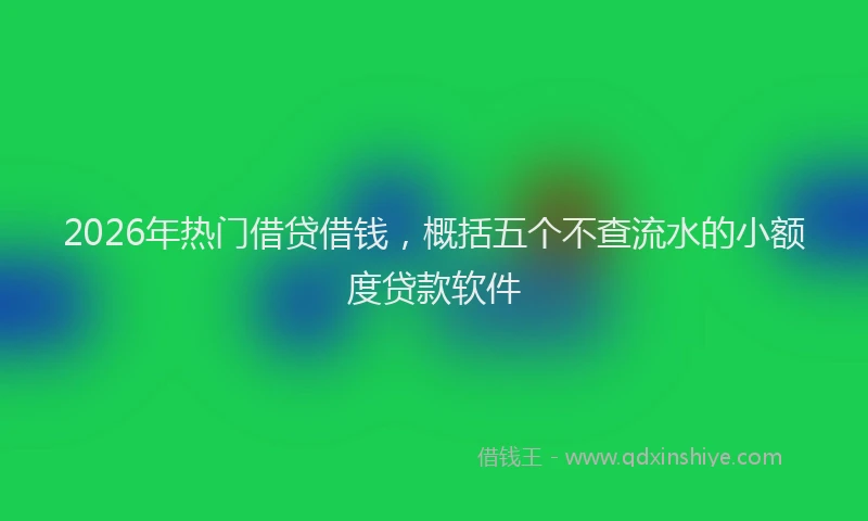 2026年热门借贷借钱，概括五个不查流水的小额度贷款软件