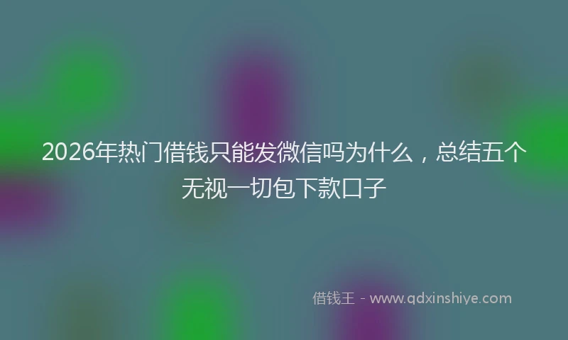 2026年热门借钱只能发微信吗为什么，总结五个无视一切包下款口子