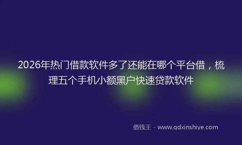 2026年热门借款软件多了还能在哪个平台借，梳理五个手机小额黑户快速贷款软件