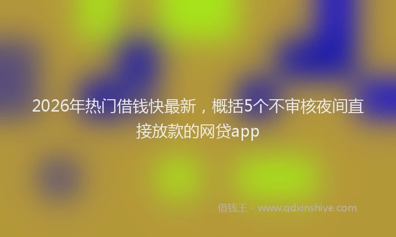 2026年热门借钱快最新，概括5个不审核夜间直接放款的网贷app