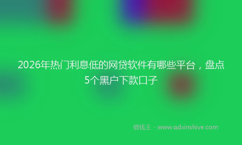 2026年热门利息低的网贷软件有哪些平台，盘点5个黑户下款口子
