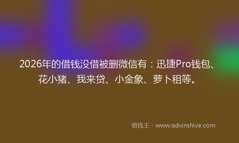 2026年的借钱没借被删微信有：迅捷Pro钱包、花小猪、我来贷、小金象、萝卜租等。