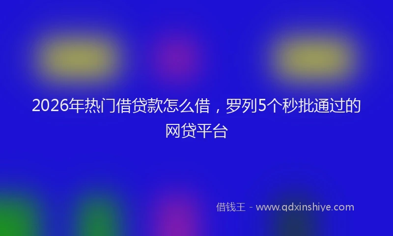 2026年热门借贷款怎么借，罗列5个秒批通过的网贷平台