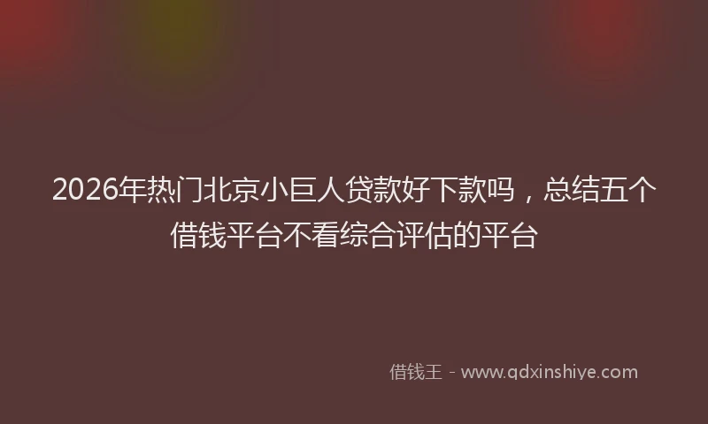 2026年热门北京小巨人贷款好下款吗，总结五个借钱平台不看综合评估的平台