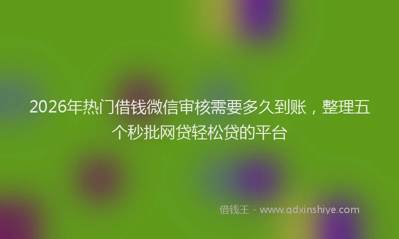 2026年热门借钱微信审核需要多久到账，整理五个秒批网贷轻松贷的平台