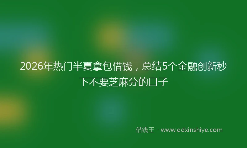 2026年热门半夏拿包借钱，总结5个金融创新秒下不要芝麻分的口子
