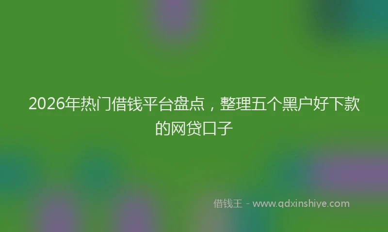 2026年热门借钱平台盘点，整理五个黑户好下款的网贷口子