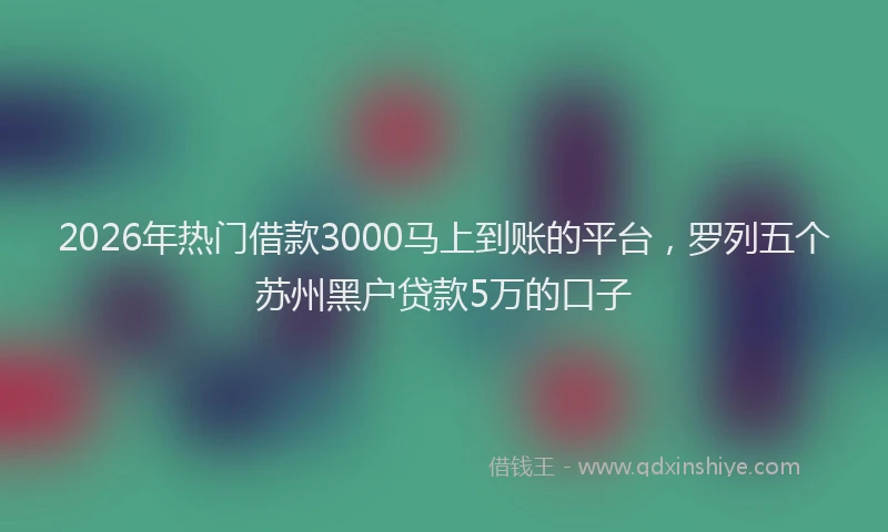 2026年热门借款3000马上到账的平台，罗列五个苏州黑户贷款5万的口子