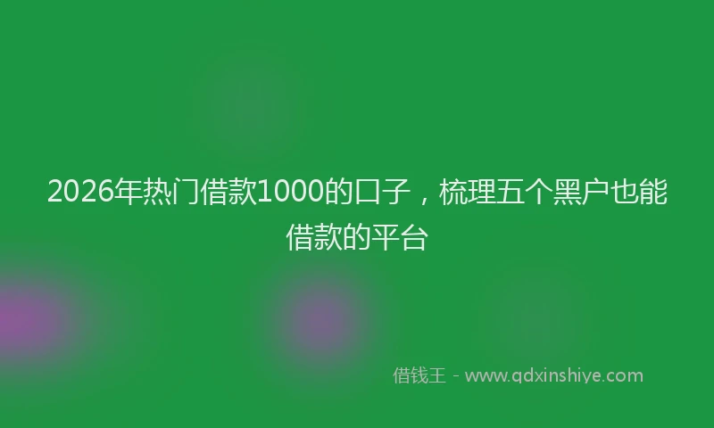 2026年热门借款1000的口子，梳理五个黑户也能借款的平台