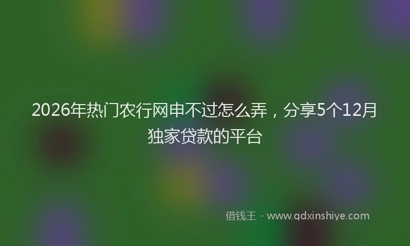 2026年热门农行网申不过怎么弄，分享5个12月独家贷款的平台