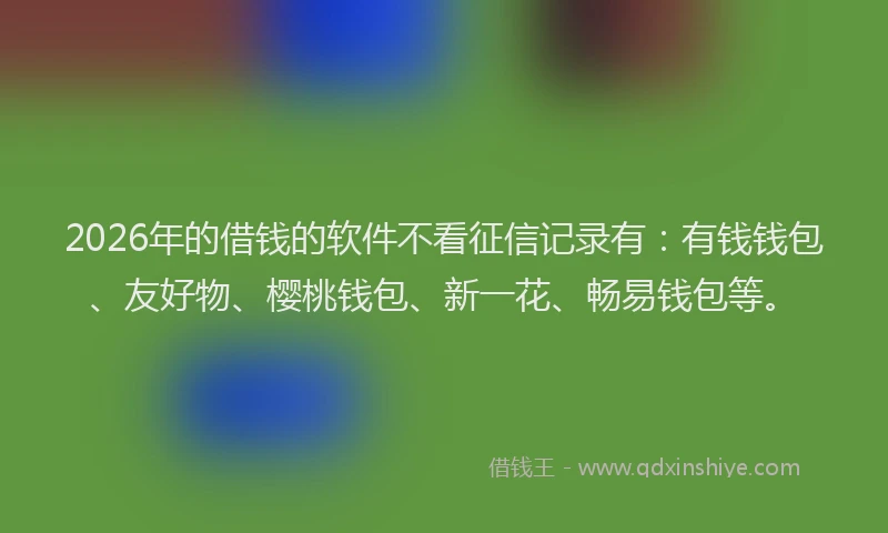 2026年的借钱的软件不看征信记录有：有钱钱包、友好物、樱桃钱包、新一花、畅易钱包等。