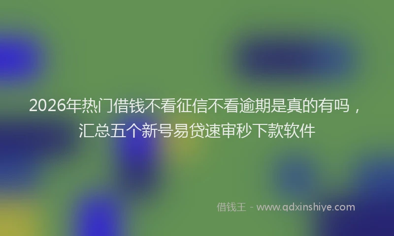 2026年热门借钱不看征信不看逾期是真的有吗，汇总五个新号易贷速审秒下款软件