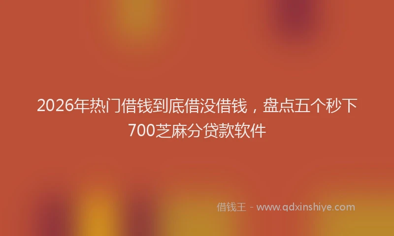 2026年热门借钱到底借没借钱，盘点五个秒下700芝麻分贷款软件
