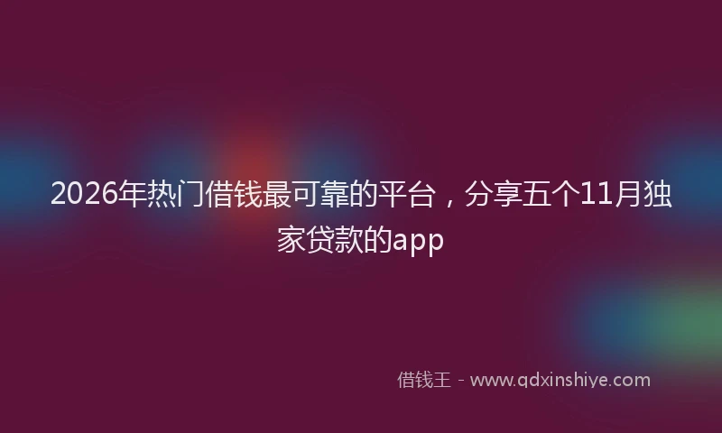 2026年热门借钱最可靠的平台，分享五个11月独家贷款的app