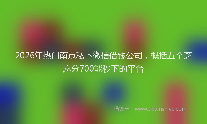 2026年热门南京私下微信借钱公司，概括五个芝麻分700能秒下的平台