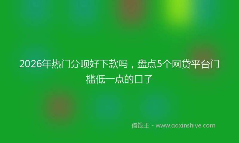 2026年热门分呗好下款吗，盘点5个网贷平台门槛低一点的口子