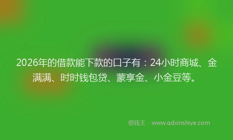 2026年的借款能下款的口子有：24小时商城、金满满、时时钱包贷、蒙享金、小金豆等。